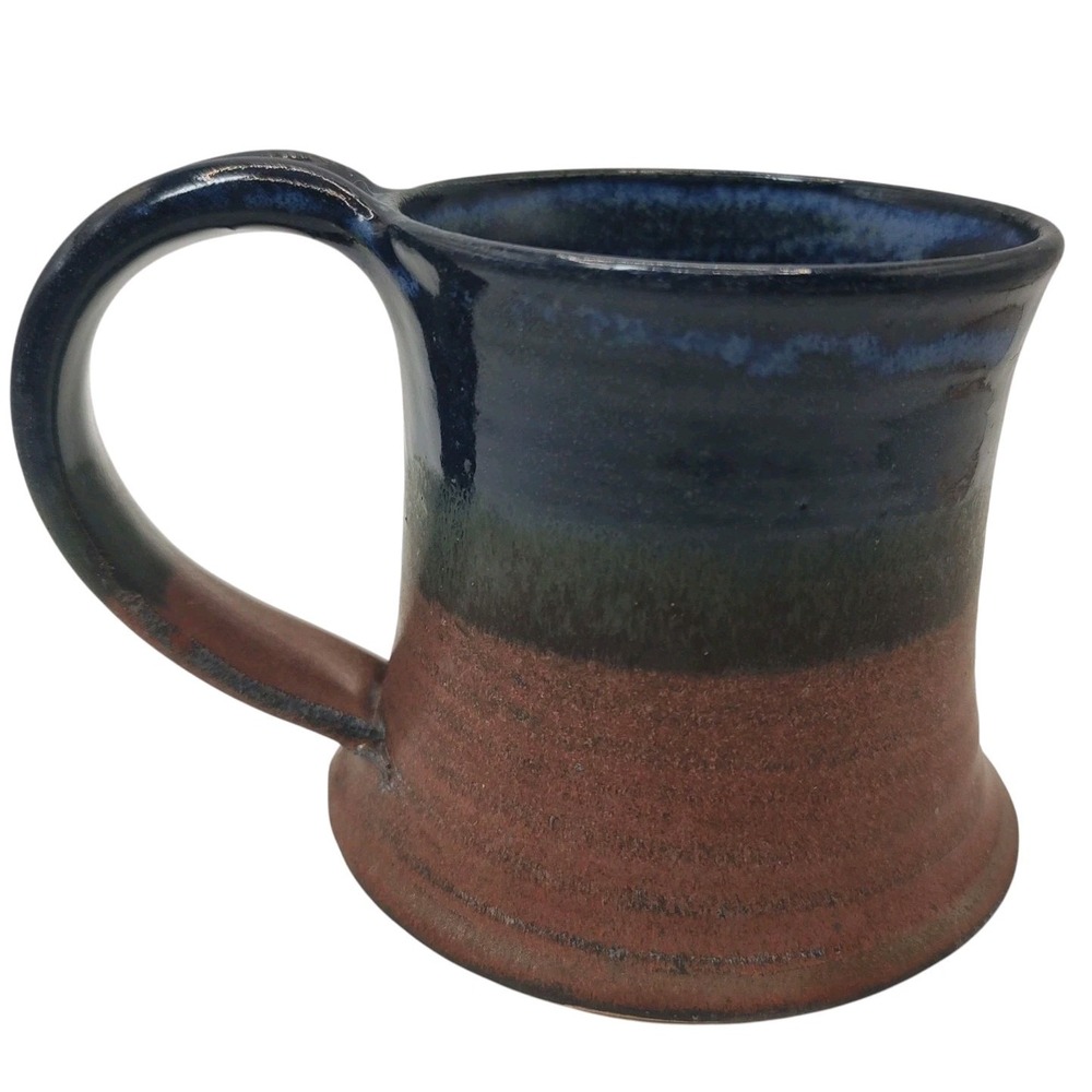 Handmade Pottery Coffee Mug Cup Signed By Artist Earth Tones Four‎ Inches SEE